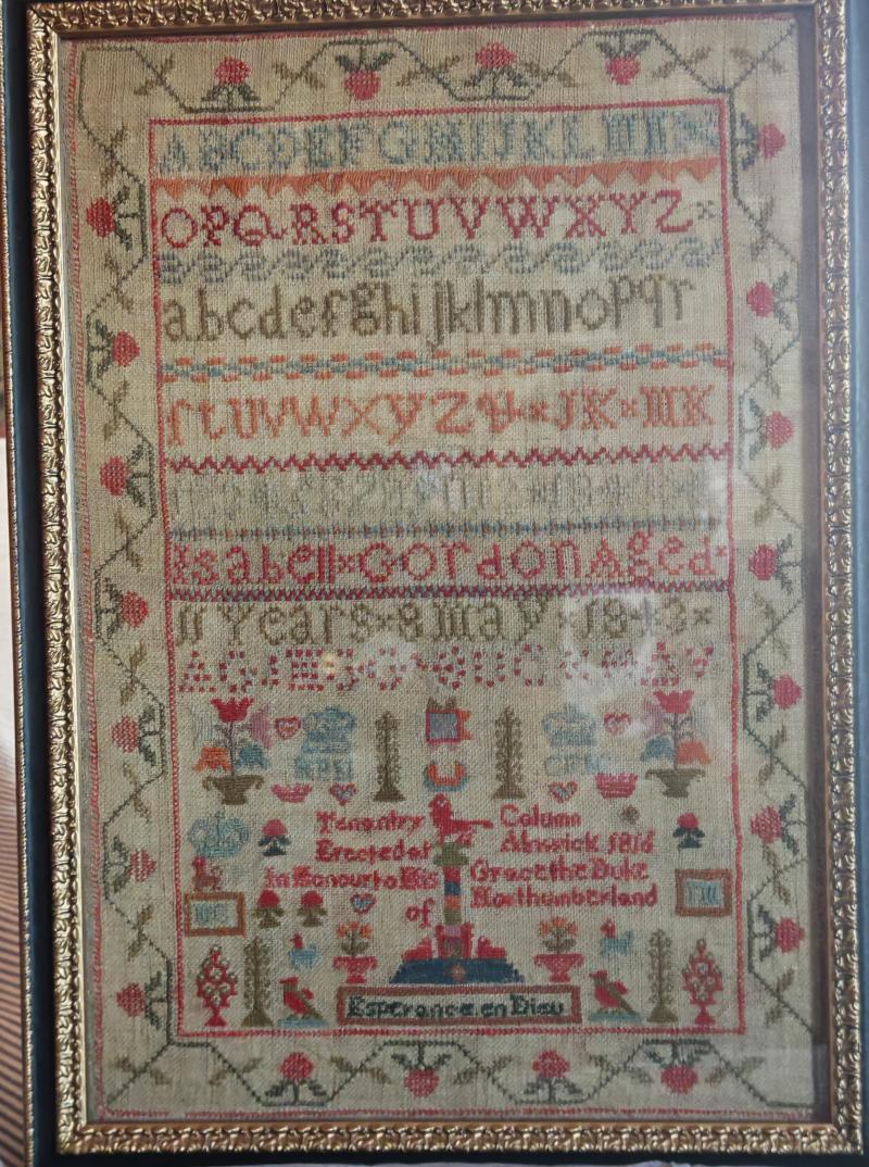 1843 TAPESTRY SAMPLER - PERCY TENANTRY ALNWICK
